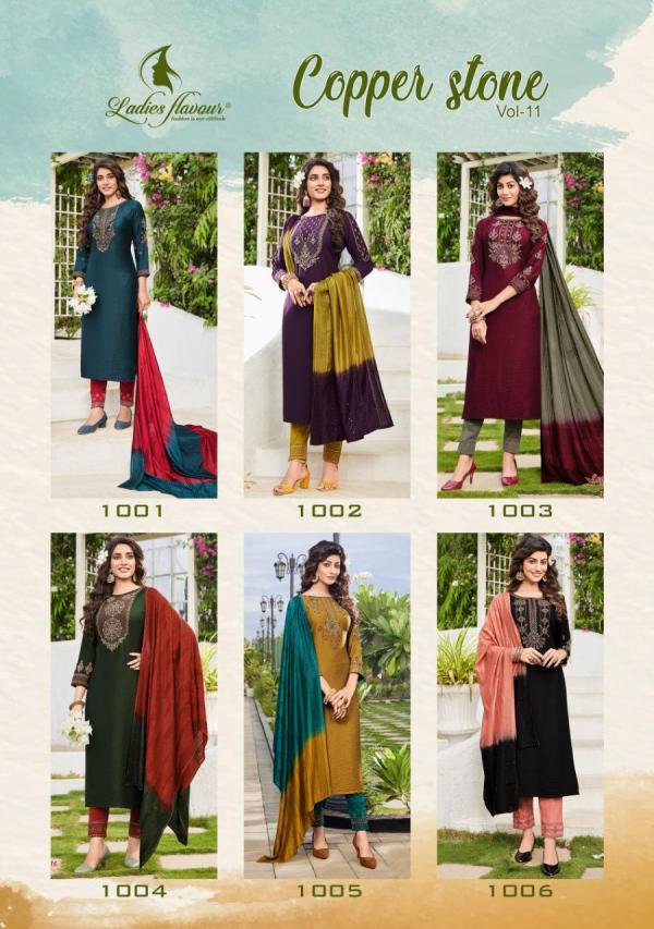 Ladies Copper Stone Vol 11 Viscose Embroidery Designer Readymade Suit